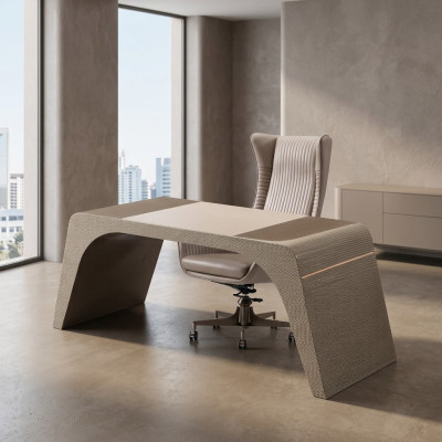 Office study luxury desk with computer chair office furniture modern beige
