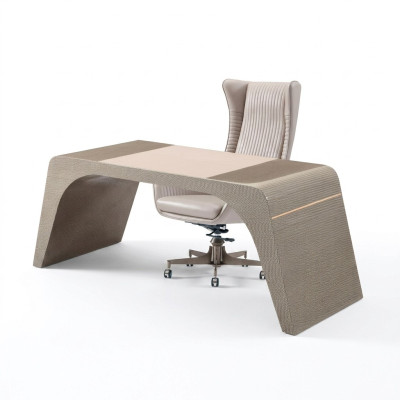 Office study luxury desk with computer chair office furniture modern beige