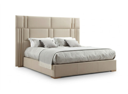 Luxury bedroom bed designer furniture double bed white textile wood new