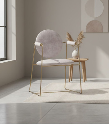 White luxury chair with armrests dining room furniture stainless steel frame style