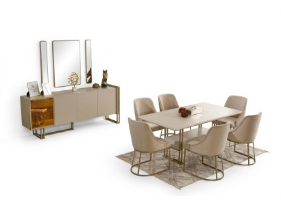 Luxurious Dining Room Set Dining Table + 6x Chairs + Sideboard + 3x Mirrors 11-piece set