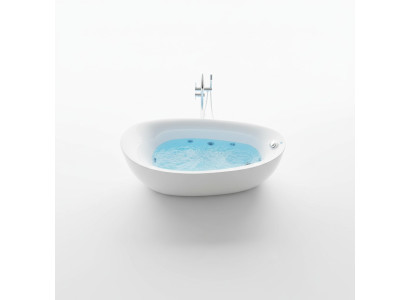 Indoor whirlpool bathtub, corner bathtub, home spa tub.