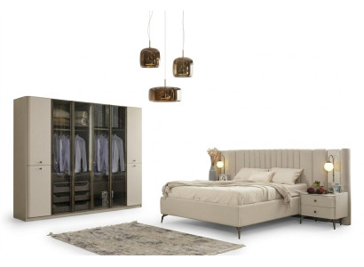 Modern bedroom furniture design bed 2x nightstands 4 pieces
