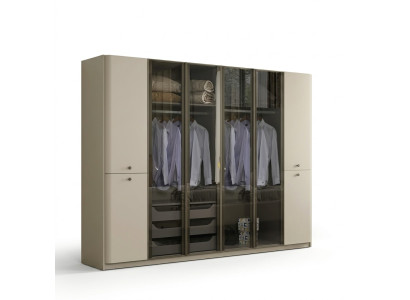 Glossy white glass wardrobe, designer wardrobes for bedroom, wooden furniture