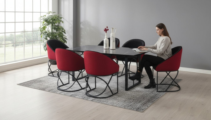Complete set dining table 6x chairs dining room set dining group table tables 7-piece