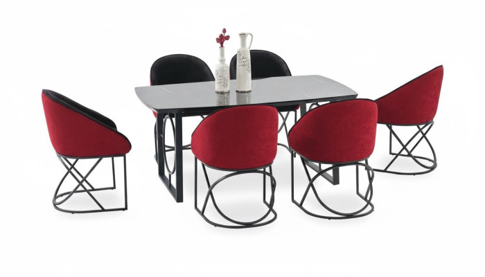 Complete set dining table 6x chairs dining room set dining group table tables 7-piece
