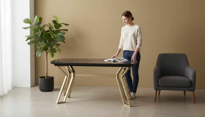 Luxury dining table, dining room table, gold metal tables, dining tables, furniture