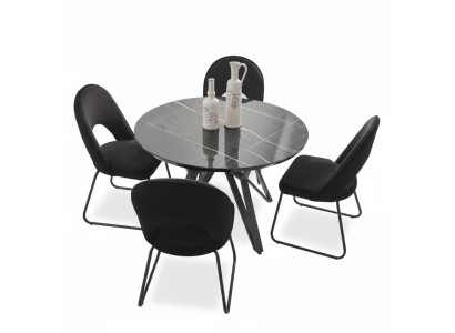 Luxury dining room set dining table 4x chairs chair textile dining group set new