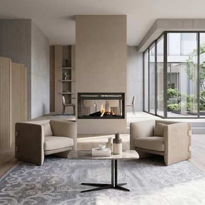2x armchairs with coffee table living room complete furniture design décor set