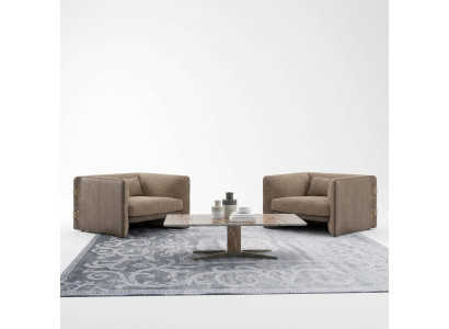 2x luxury armchairs living room wood coffee table modern furniture textile upholstered armchairs