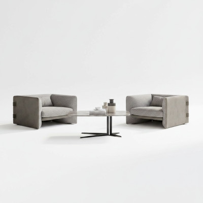 Luxury 2x armchairs upholstered furniture living room furnishings modern coffee table new