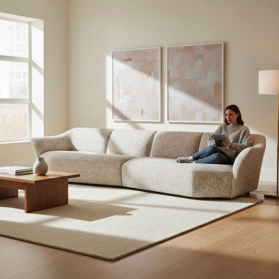 Four-seater modern sofa couch upholstered furniture living room textile furnishing new