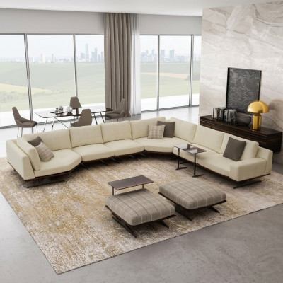 Luxury Complete Corner Sofa L-Shaped Sofas Luxury 2x Side Table 2x Stool Set New