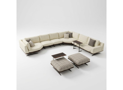 Luxury Complete Corner Sofa L-Shaped Sofas Luxury 2x Side Table 2x Stool Set New