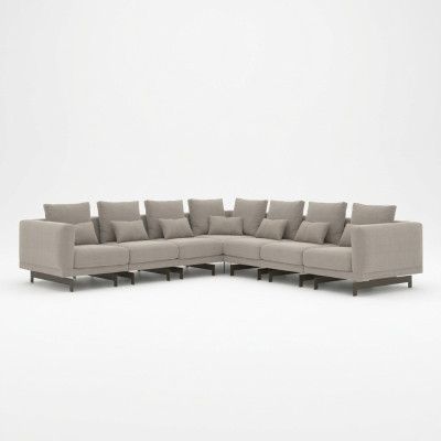 Designer upholstered corner sofa, L-shape, furniture set, textile upholstery, new.