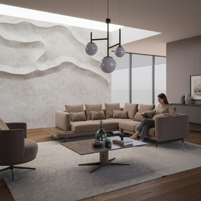 Designer suite living room set sofa couch L-shape with coffee table furnishings