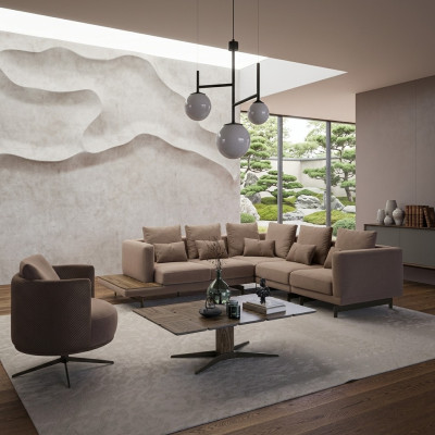 Designer suite living room set sofa couch L-shape with coffee table furnishings