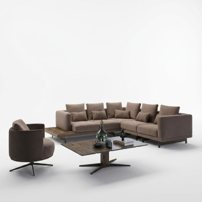 Designer suite living room set sofa couch L-shape with coffee table furnishings