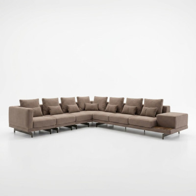 Luxury Designer Complete Sofa Couch L-Shape Furniture Wooden Coffee Table New