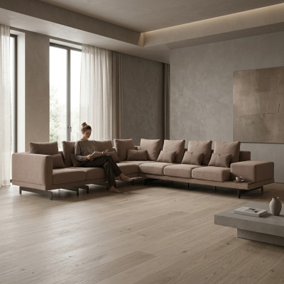 Upholstered Sofa L-Shape Living Room Luxury Corner Suite New Textile Furniture