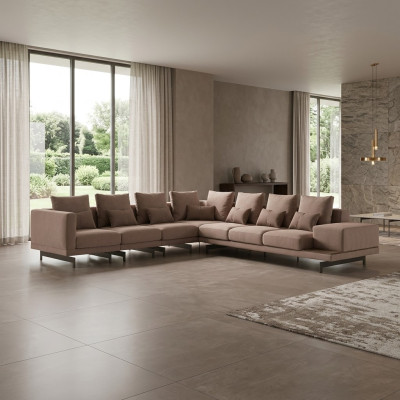 Upholstered Sofa L-Shape Living Room Luxury Corner Suite New Textile Furniture