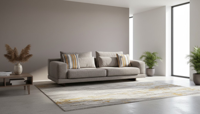 3-seater modern style designer living room fabric sofa with cushion back cushions