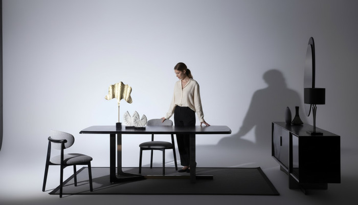 Dining Room 7-Piece Set: Dining Table, Sideboard, Mirror, 4x Chairs, Modern Design