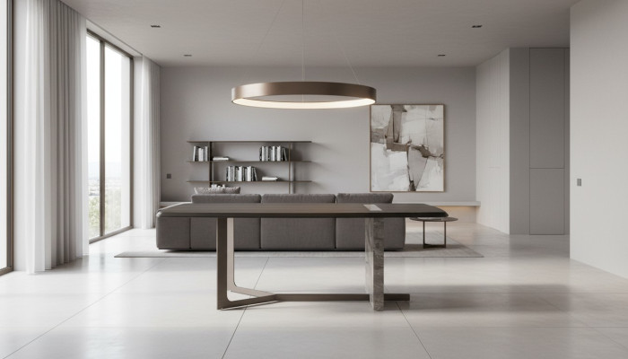 Modern Rectangular Dining Room Dining Table Gray Wood Luxury Design Table
