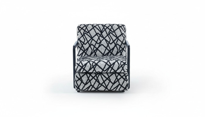 Black-Grey Living Room Armchair Designer 1-Seater Luxury Lounge Chair