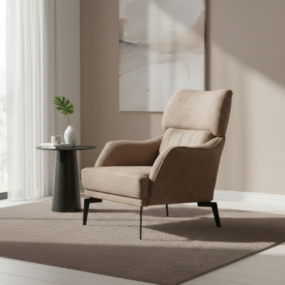 Modern beige armchair living room 1-seater luxury upholstery furniture new