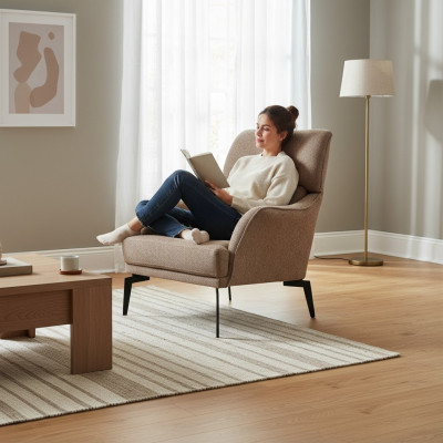 Exclusive Beige 2x Armchair Living Room Upholstered Chair Luxury Elegant Armchair