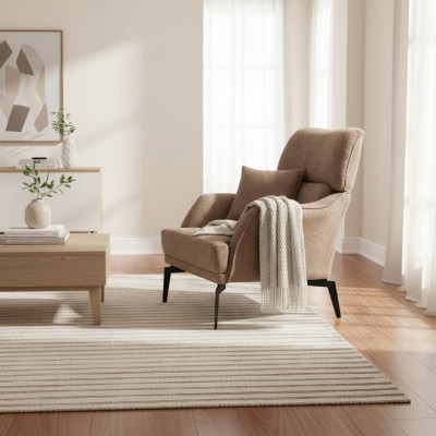 Exclusive Beige 2x Armchair Living Room Upholstered Chair Luxury Elegant Armchair
