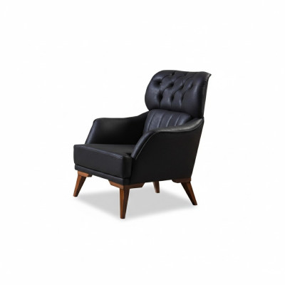 Black Chesterfield Armchair Designer Living Room Single-Seater Recliner Chair