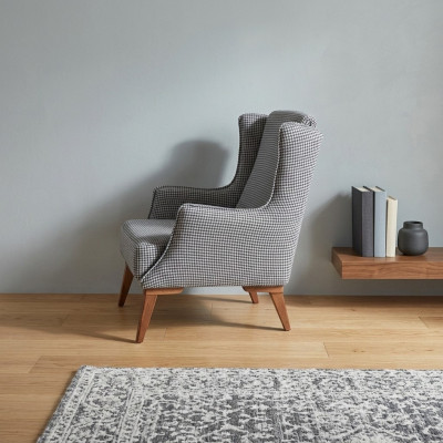 Gray Checkered Single Seater Modern Living Room Single Seater Luxury Furniture