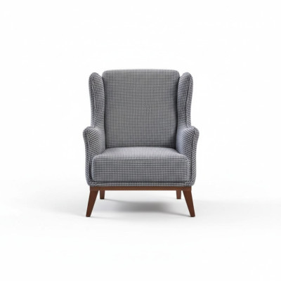 Gray Checkered Single Seater Modern Living Room Single Seater Luxury Furniture