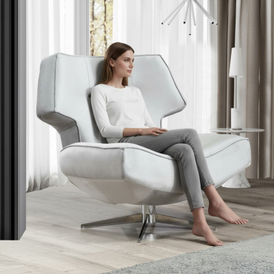 Armchair White Modern Luxury Design Living Room 1-Seater Textile Material