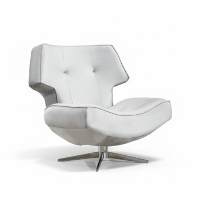 Armchair White Modern Luxury Design Living Room 1-Seater Textile Material