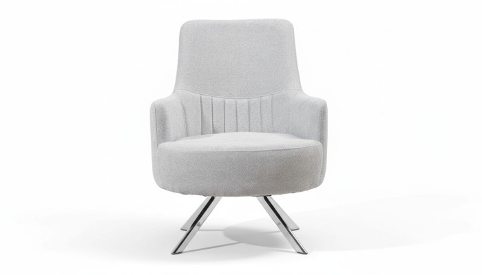 White color 1-seater living room fabric armchair modern design textile material