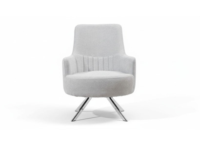 White color 1-seater living room fabric armchair modern design textile material