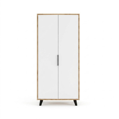 Bedroom wardrobe, modern design, white and brown, two-tone luxury