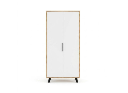 Bedroom wardrobe, modern design, white and brown, two-tone luxury