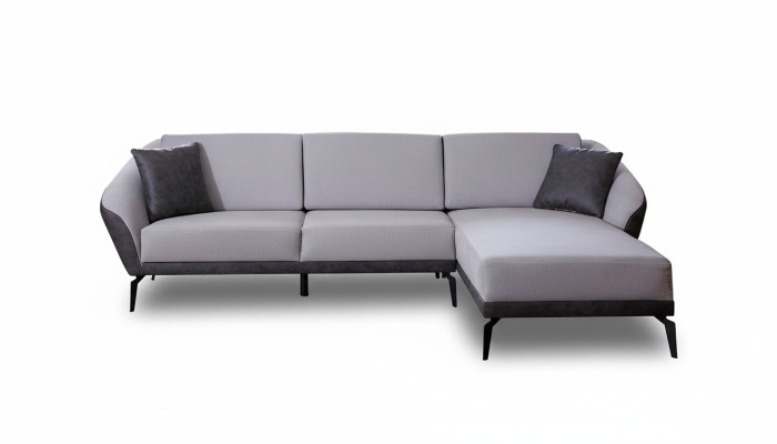 White-gray L-shaped living room fabric sofa designer corner sofa textile furniture