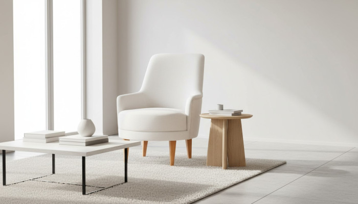 White textile armchair stylish living room single-seat designer recliner