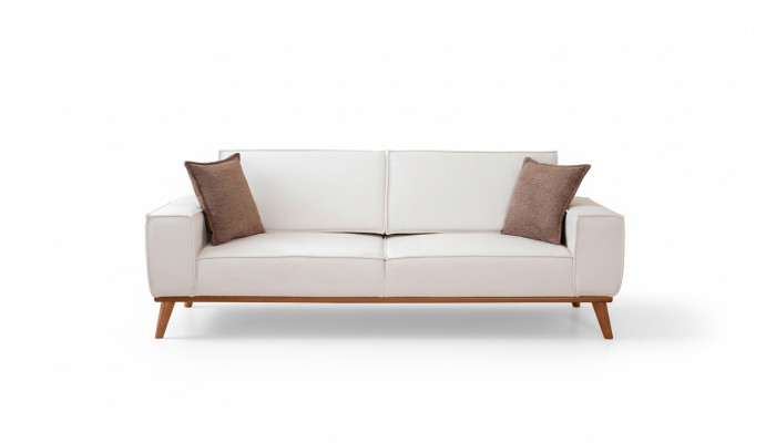 White living room set stylish 3-seater designer armchair 2-piece set