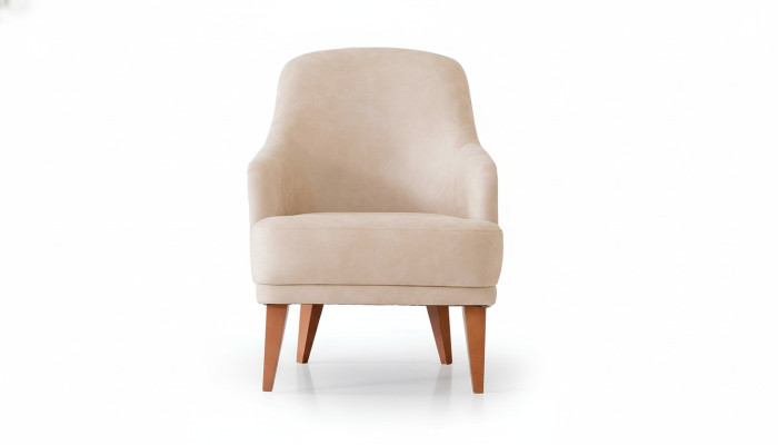 Beige Leather Armchair Living Room Recliner Designer Single-Seater Furniture New