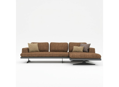 Corner sofa L-shape relax living room brown leather sofa upholstered furniture corner set.