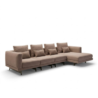 Beige Upholstered Furniture Luxury Corner Set Corner Sofa L-Shape Designer Interior