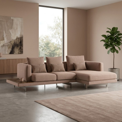 Upholstered furniture corner sofa L-shape beige designer furniture corner suite living room
