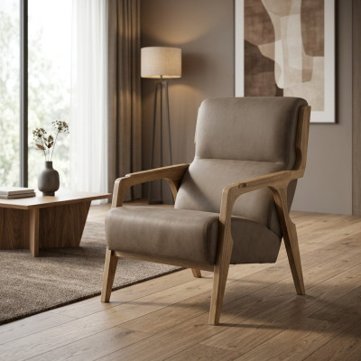 Design gray armchair living room upholstery leather luxury seat upholstered furniture
