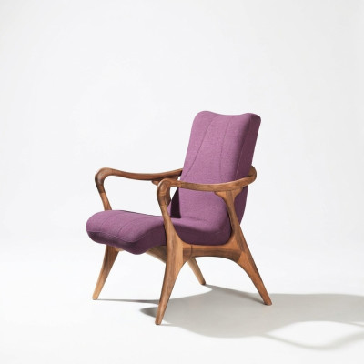 Design seating furniture, purple armchair, couch, seat, living room, wood, modern upholstery, textile
